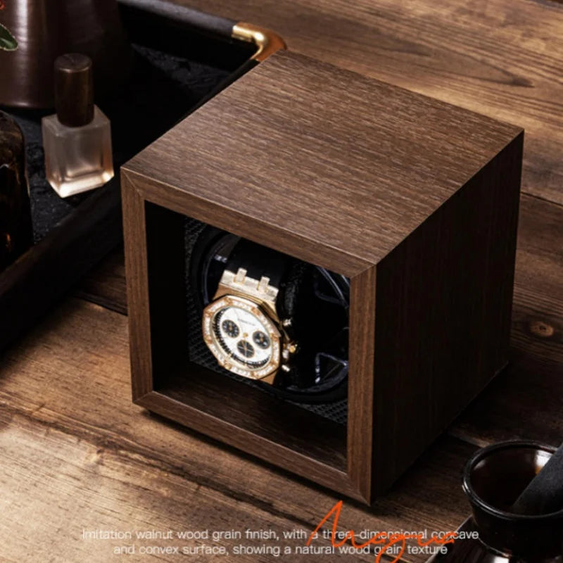 Luxury 1 Slot Automatic Watch Winder Walnut Wood Silent Motor Watch Storage Box Gift for Men Watch Winder for Automatic Watches