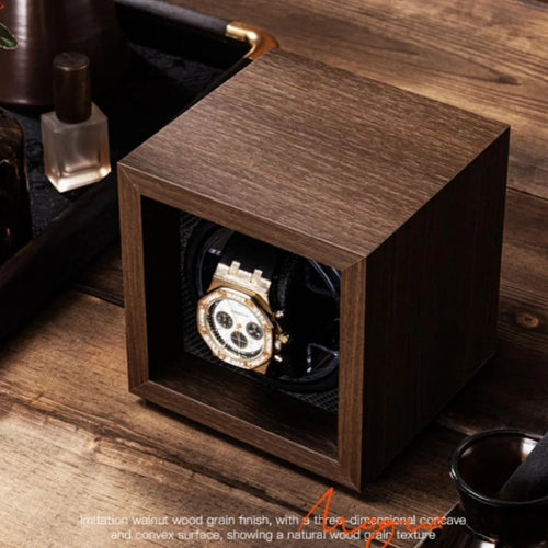 Luxury 1 Slot Automatic Watch Winder Walnut Wood Silent Motor Watch Storage Box Gift for Men Watch Winder for Automatic Watches