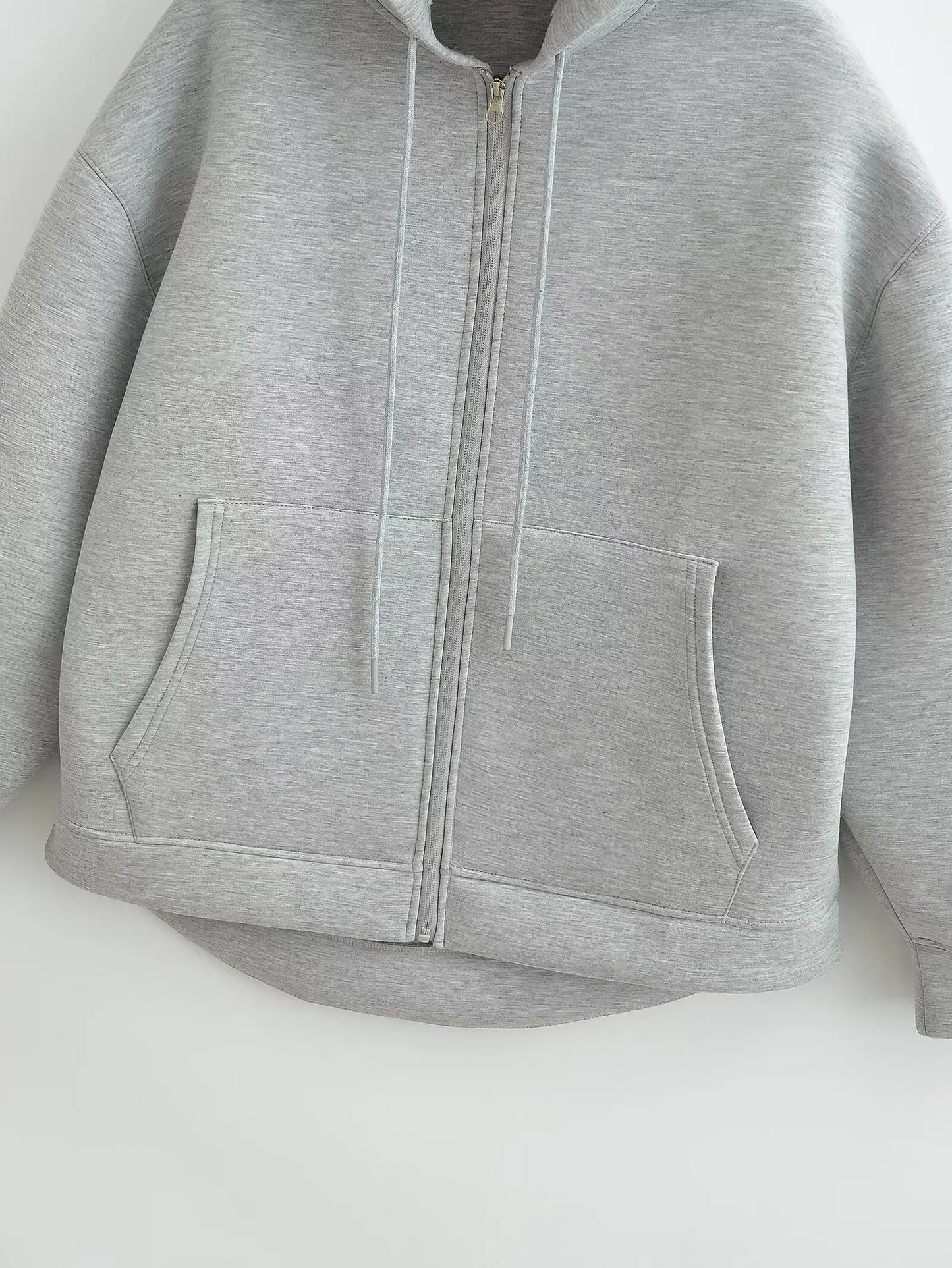 HH Autumn Women Casual Hooded Jacket Loose Oversize Zipper Hoodie Sweatshirts Solid Coat Office Lady Chic Outwear Tops