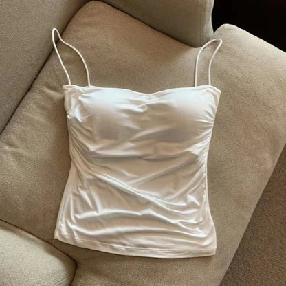 Women's Bra Stretch Women's Beach Everyday Casual Tank Top New Women's Halter Top Summer Korean Style Trend Fashion Built-In