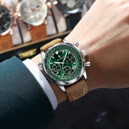 POEDAGAR Business Men Wristwatch Waterproof Luminous Date Chronograph Sport Man Clock Leather Quartz Fashion Men's Watches Reloj