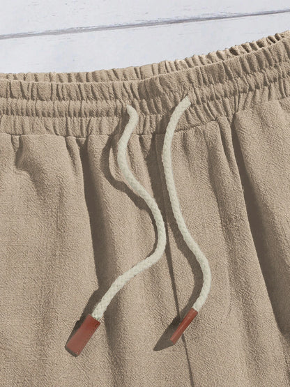 Summer thin linen shorts for men, loose and casual, five-inch pants, cotton and linen, breathable, suitable for beach and sports