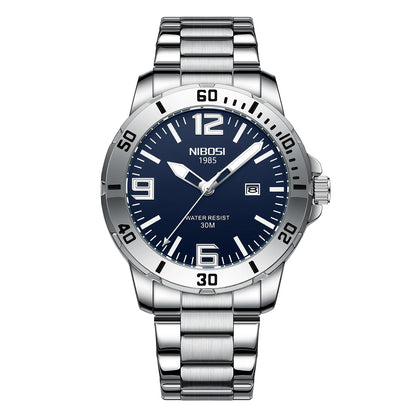 NIBOSI Luxury Man Wristwatch Business Stainless Steel Date Quartz Men Watch Waterproof Luminous Date Men's Watches Clock