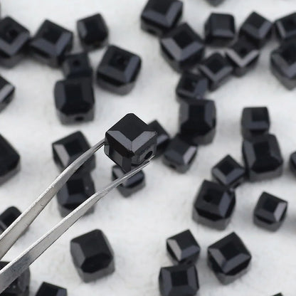 2/3/4/6/7mm Austrian Crystal Black Square Bead Glass Loose Spacer Beads For Jewelry Making Bracelet Earrings DIY Accessories