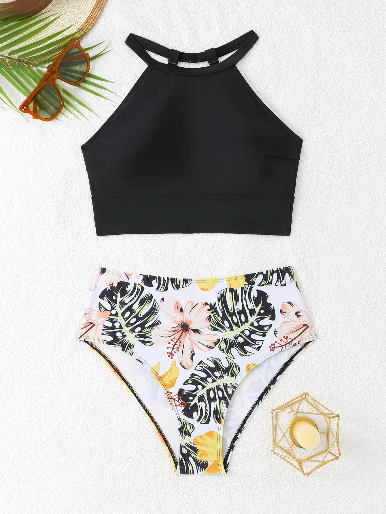 2026 High Waist Bikini Women High Neck Swimsuit Printed Swimwear Female Padded Beachwear Bathers Bathing Swimming Swim Suit