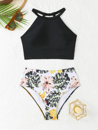 2026 High Waist Bikini Women High Neck Swimsuit Printed Swimwear Female Padded Beachwear Bathers Bathing Swimming Swim Suit