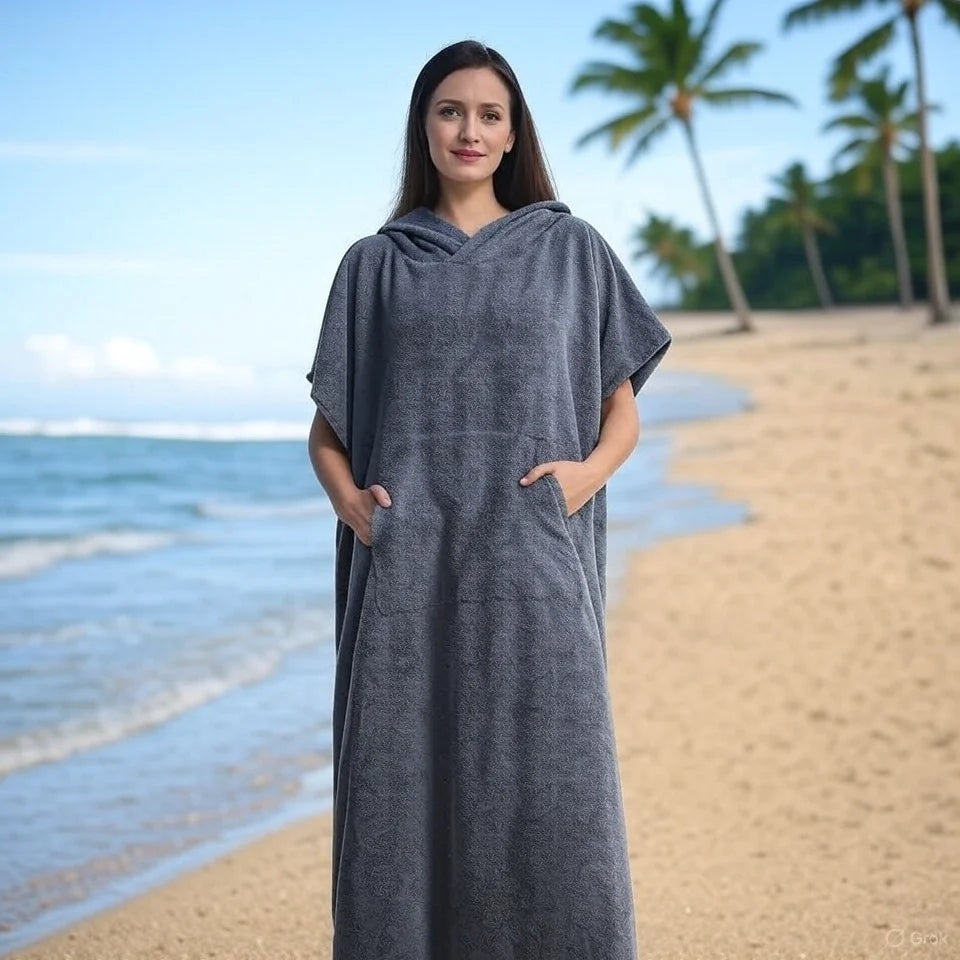 Unisex Oversized Quick Dry Poncho Hoodie Towel Beach Robe Swim Surf Changing Towel Loungewear Pajamas for Adults