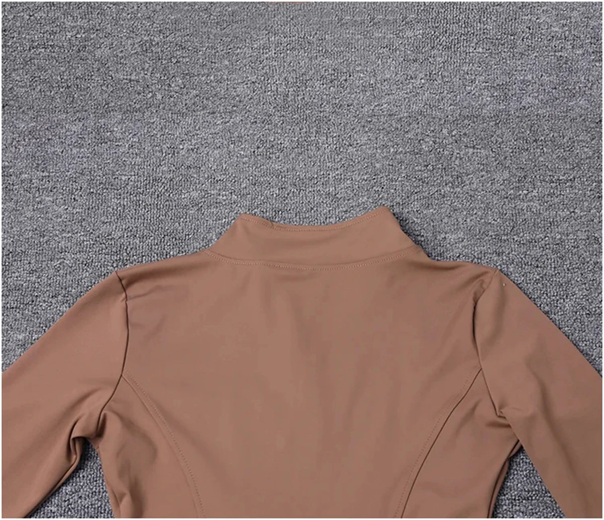 Women Long Sleeve Sport Jacket Spring Summer Gym Workout Coat Yoga Running Sports Cycling Top Casual Zipper Outfit Clothes Chic