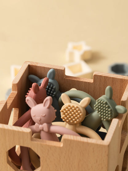 Color Kids 1PCS Silicone Teether Toys Baby Nursing Teether Gifts Newborn Cartoon Rabbit Teether Toys Teething Infant Chewing Toy