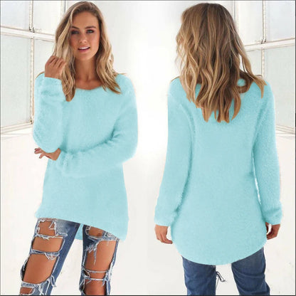 2025 Plus Size Women Warm Sweaters Solid Color O Neck Loose Knitted Pullover Long Sweater Casual Blouse Lady Oversize Clothing