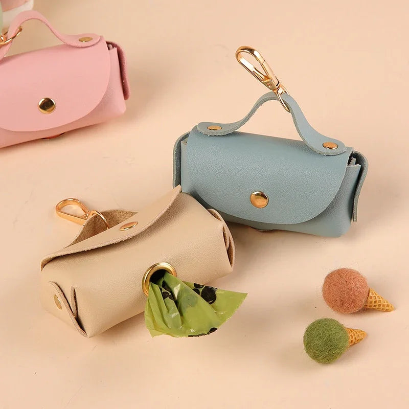 Portable Dog Poop Bag Organizer Stylish Pet Bag Holder Leather Pet Poop Bag Holder With Dispenser For Dog Bags Pet Supplies