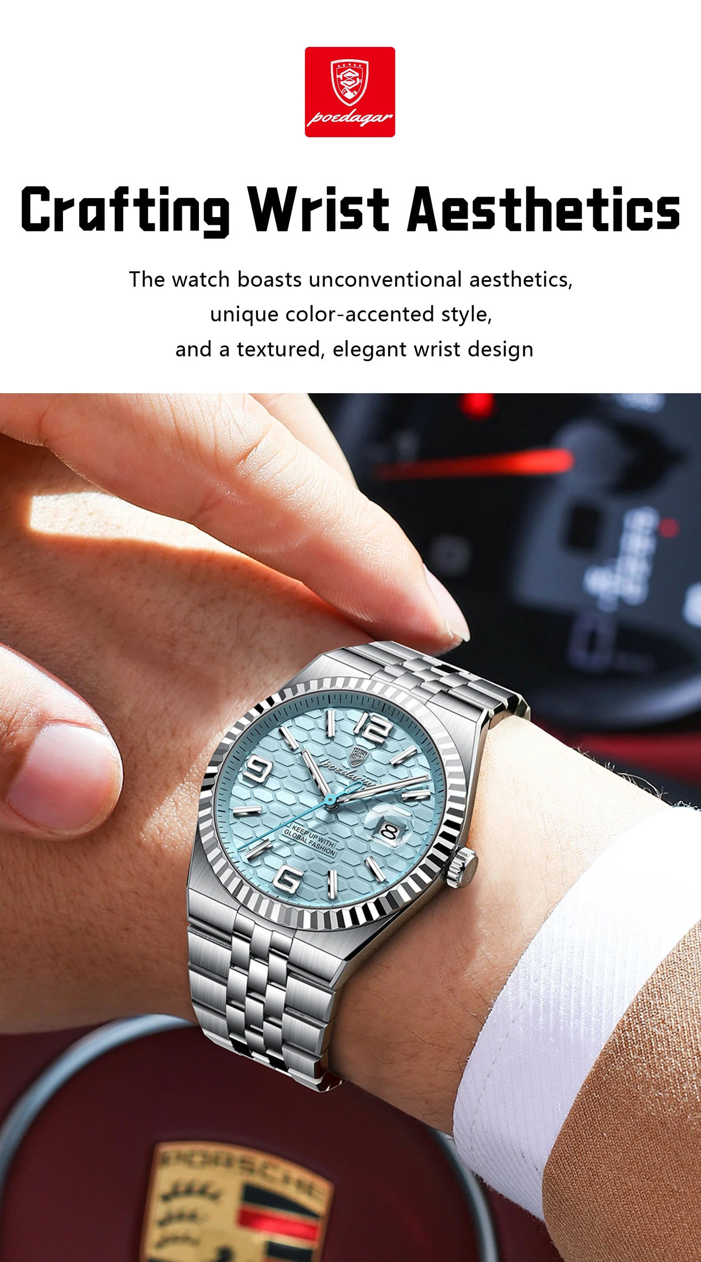 POEDAGAR Fashion Exquisite Men Wristwatches Waterproof Luminous Date Luxury Man Watch Stainless Steel Quartz Men's Watches Reloj