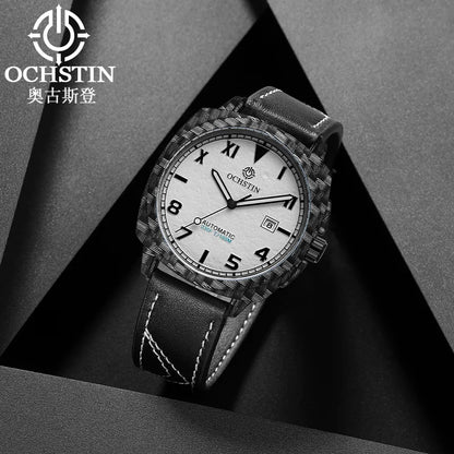 OCHSTIN Men's Automatic Mechanical Movement Watches Man Leather Strap Wristwatch Waterproof Master Series Luminous Hand Watch