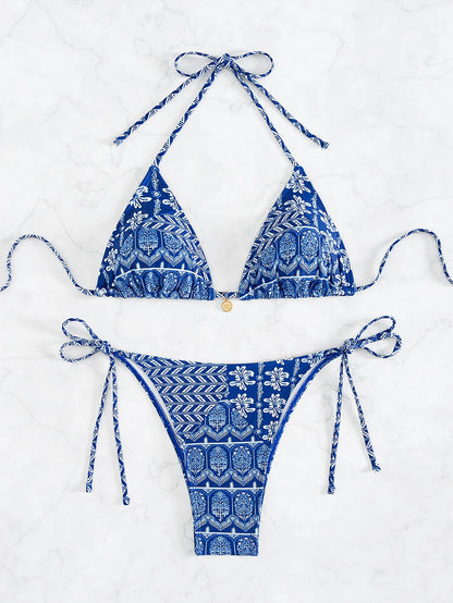 "2026 New Triangle Bikini Set - Floral Print Push Up Swimsuit & Brazilian Bottoms"