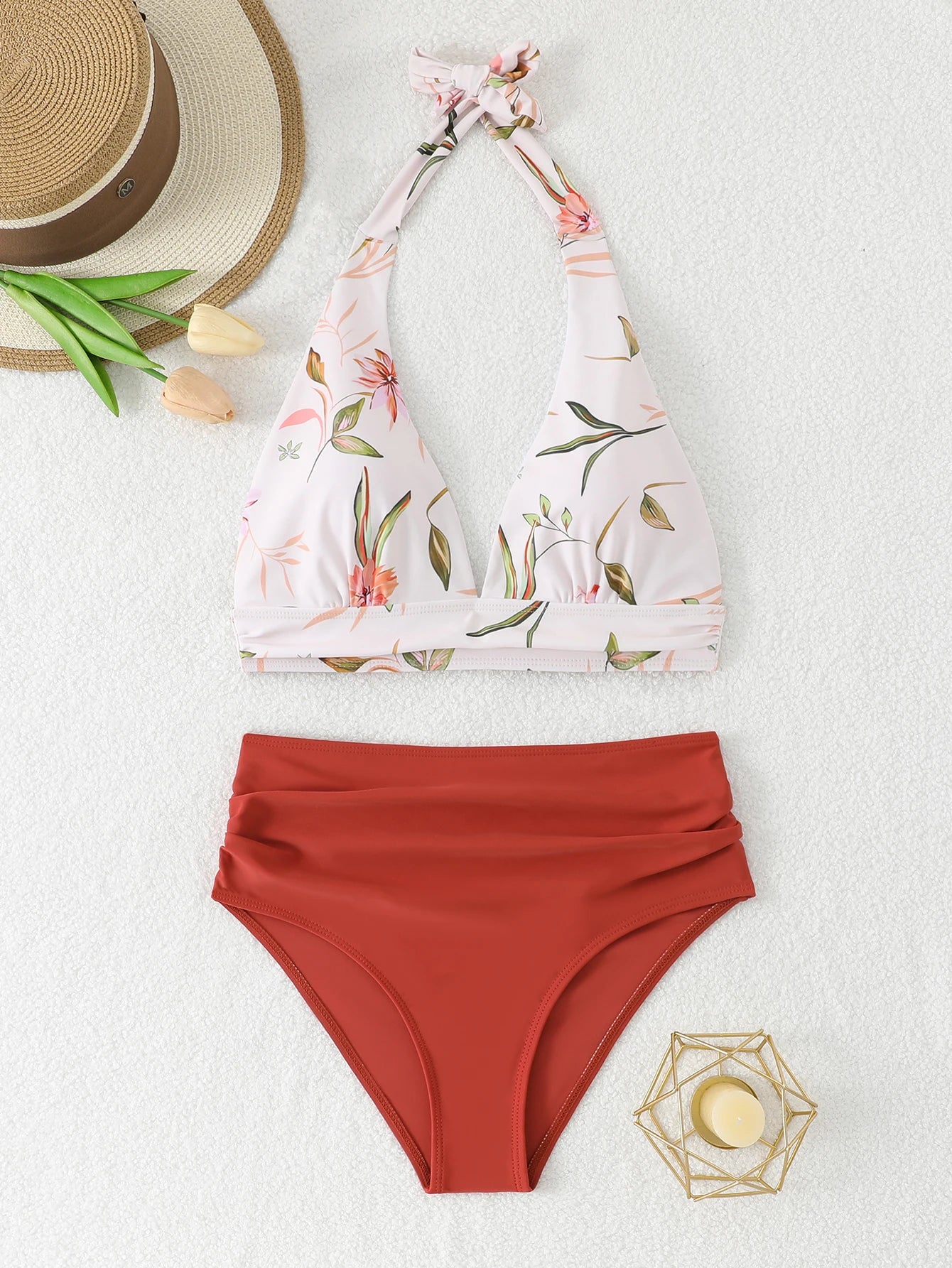 U-wire Bikinis 2026 Women High Waist Swimwear Solid Swimsuit Female Beachwear Summer Bathers Bathing Swimming Swim Suit XL