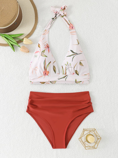 U-wire Bikinis 2026 Women High Waist Swimwear Solid Swimsuit Female Beachwear Summer Bathers Bathing Swimming Swim Suit XL