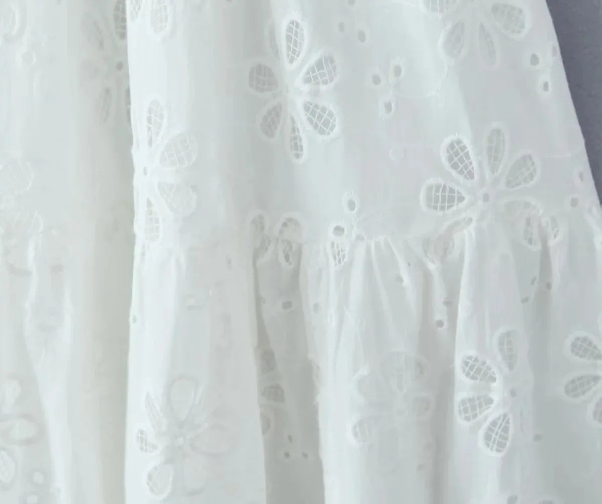 Ashgaily White Dress Women Halter Cotton Long Dress Lace Elegant Party Outfits Ladies Sexy Club Clothes