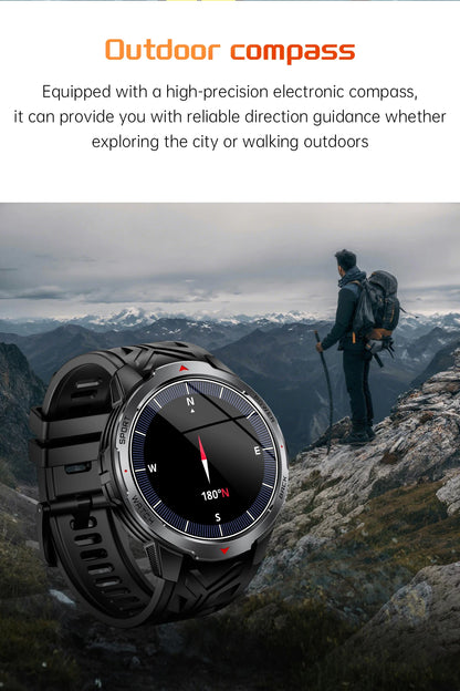 LIGE New 1100mAh Battery Smart Watches For Man Outdoor Sport LED Flashlight Compass Men’s Smartwatch Bluetooth Call Men Watches