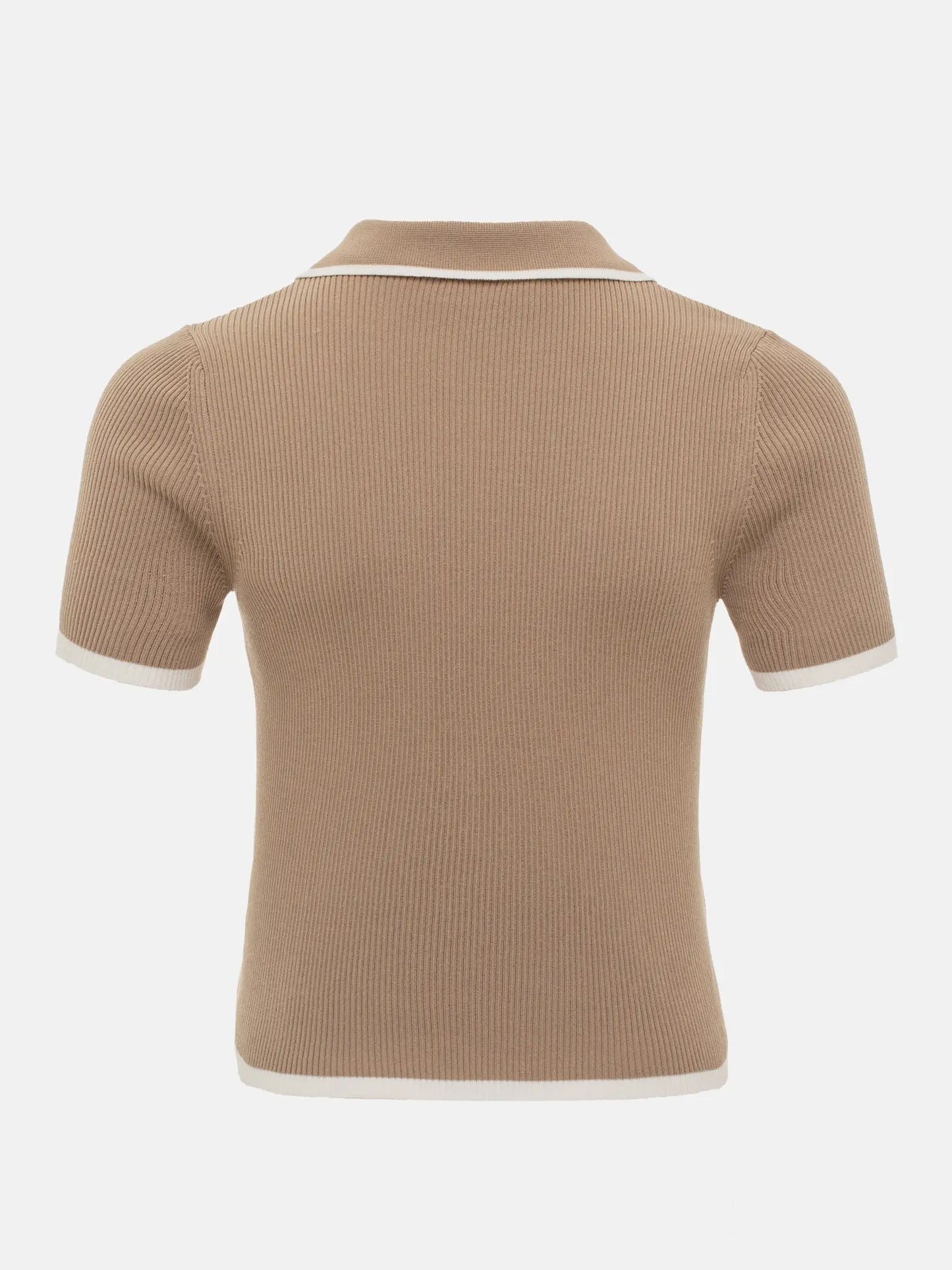 Tossy Knit Sweater Pullover Women Short Sleeve Patchwork Slim Lapel Elegant Contrast Knitwear Top Female Skinny Ribbed Pullover
