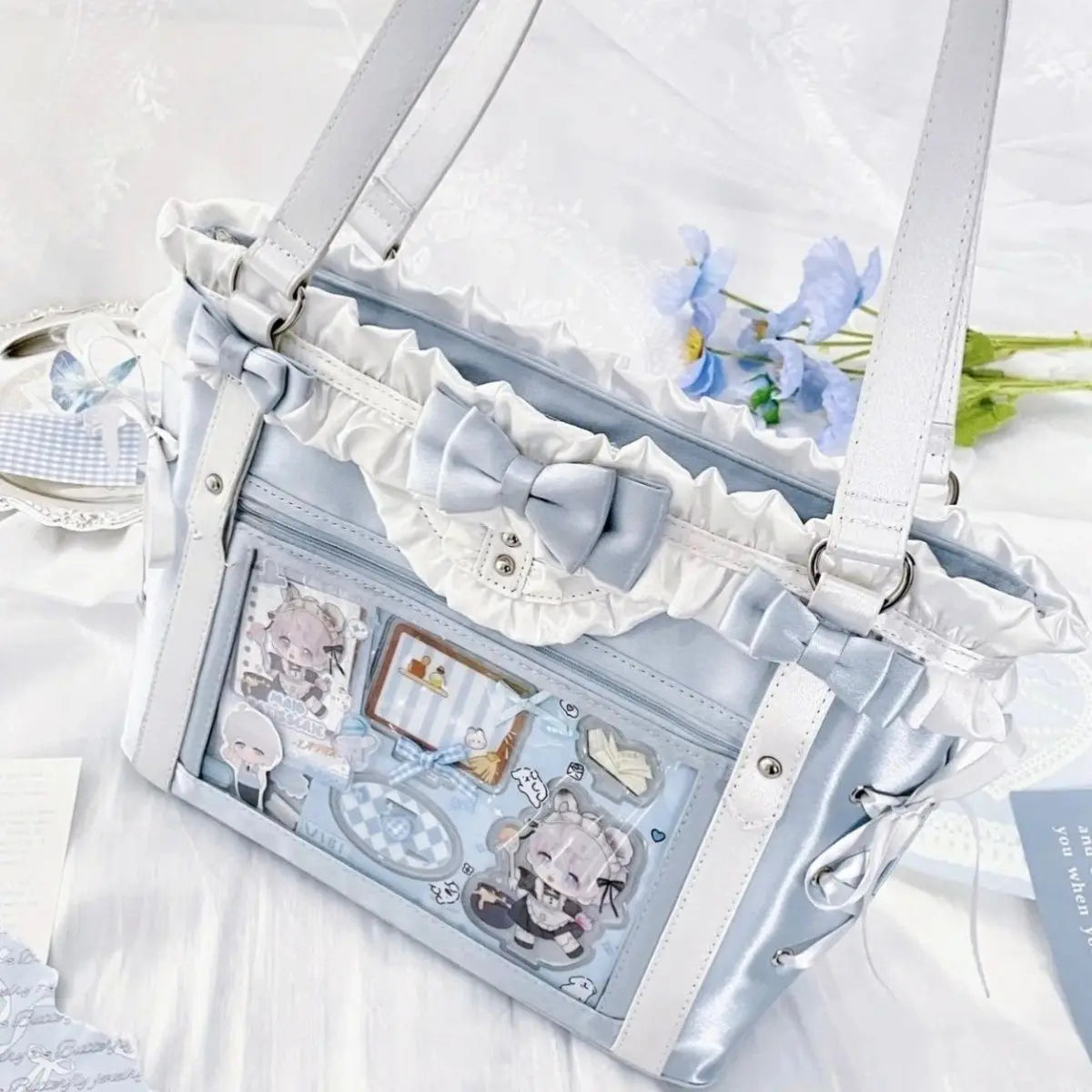 New Fashion Design for Girls Y2K Ulzzang Ita Bag Sweet Preppy Style Shoulder Bag for Women Large Capacity Ribbon Bow Tote Bag