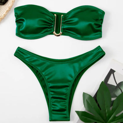 Bandeau Bikini Swimsuit Women 2026 Two-piece Swimwear Thong Bikinis Sets Female Bathing Suit Push Up Monokini Beach Wear Biquini