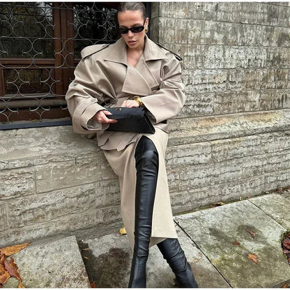 Solid Lapel Lace Up Trench Coat Women Fashion Full Sleeve Waist Cinching Short Windbreak New Autumn Office Commute Outwear 2026
