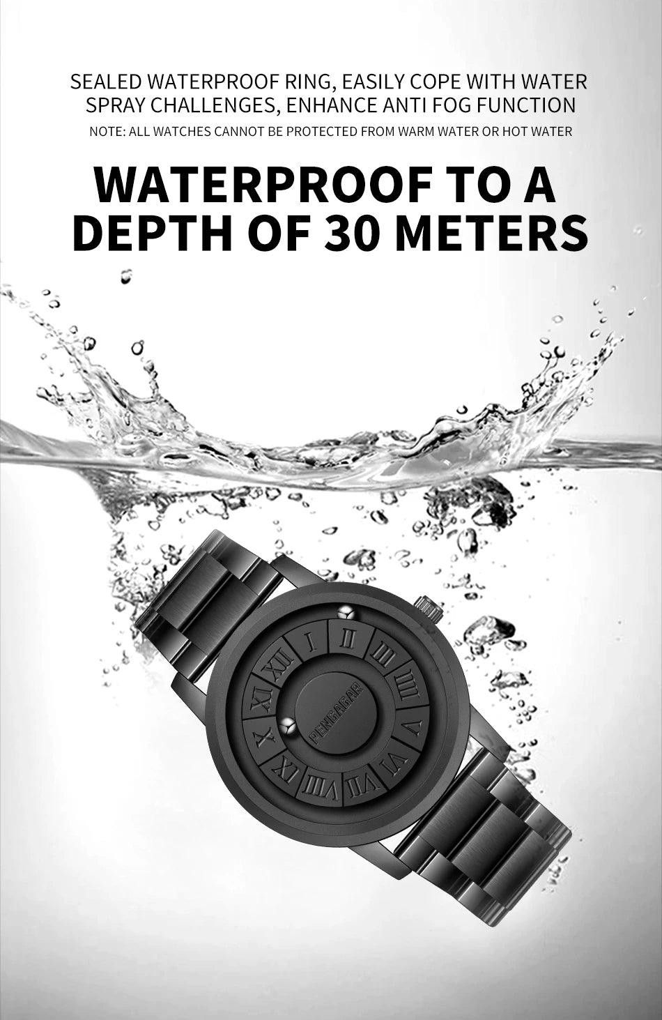 PENGAGAR Men's Watches Stainless steel Quartz Watch Creative Scrolling Pointer Magnetic Force Wrist Clock Relogio Masculino +box