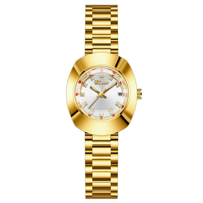 CHENXI Couple's Matching Quartz Watches Gold-Tone High-Fashion Diamond-Studded Waterproof Steel Bracelet Timepieces