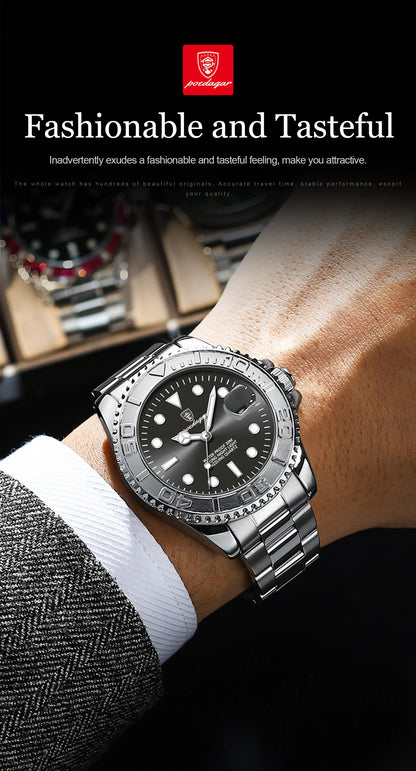 POEDAGAR Top Luxury Male Watch Waterproof Luminous Date Men Watch Stainless Steel Male Clock Sport Fashion Men's Quartz Watches