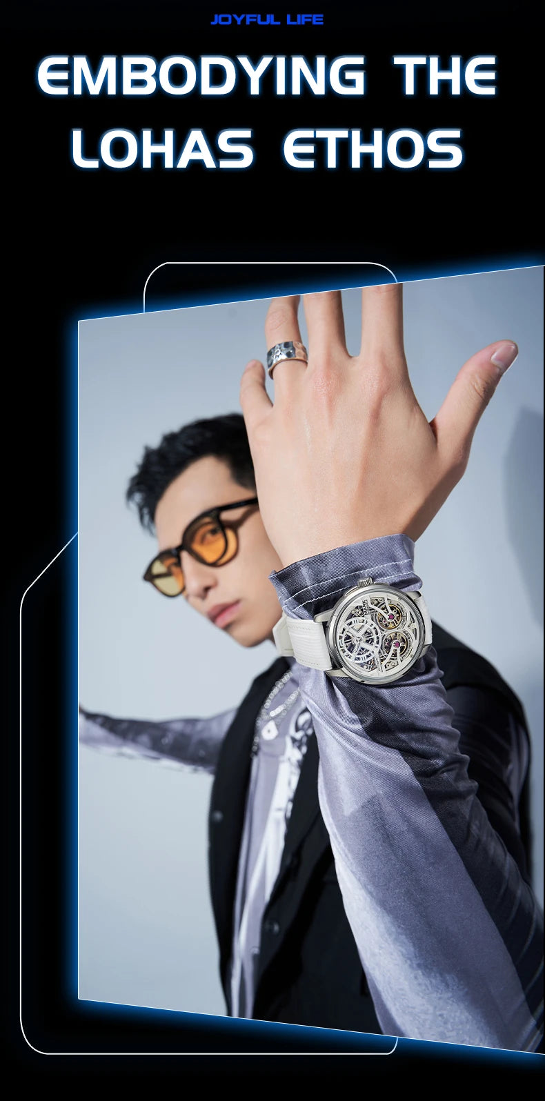 Mark Fairwhale Fashion Watches Mens Silicone Strap Waterproof Automatic Skeleton Mechanical Watch
