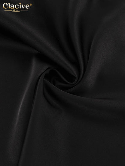 Clacive Summer Loose Black Women's Dress 2025 Fashion Strapless Sleeveless Maxi Dresses Sexy Classic Solid Dress Female Clothing