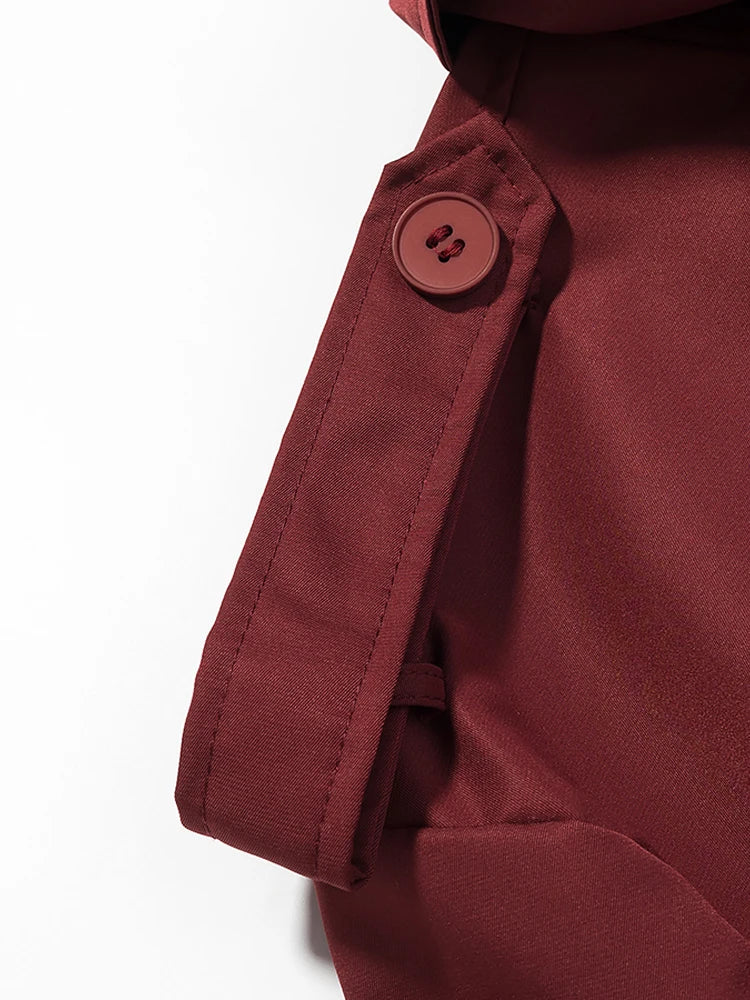 Solid Lapel Lace Up Jacket Elegant Chic Full Sleeve Button Loose Long Coat For Women Office Lady Daily Commute Overcoat 2026 New