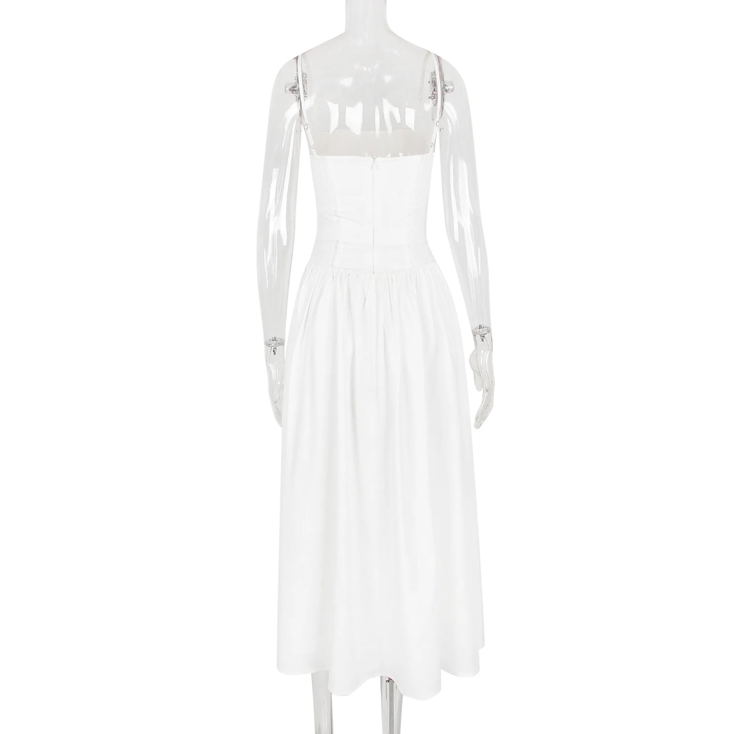 Ashgaily White Dress Women Halter Cotton Long Dress Lace Elegant Party Outfits Ladies Sexy Club Clothes
