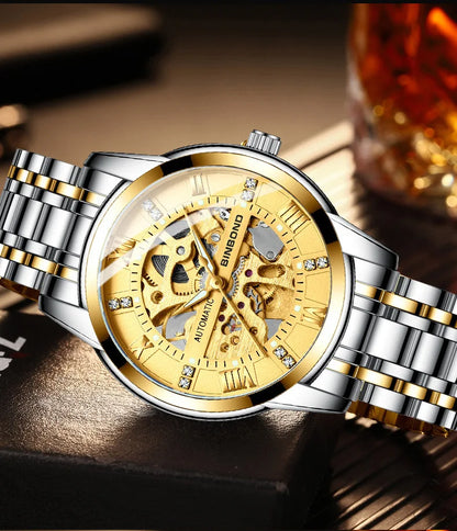 Bindond Mens Automatic Mechanical Watches Top Brand Luxury Stainless Steel Waterproof Hollow Male Wristwatches Relogio Masculino