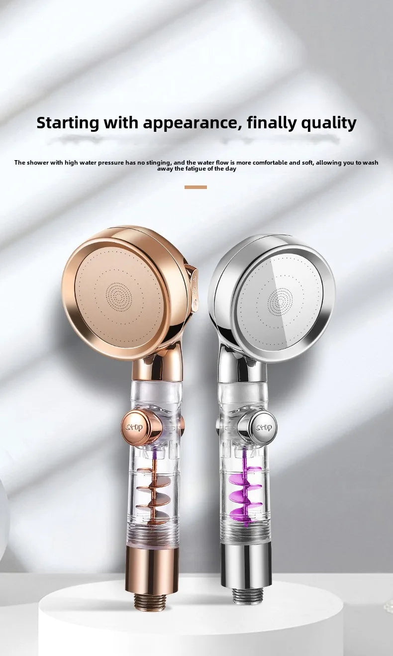 3 Modes High Pressure Shower Head Gold Water Saving Showerhead with Stop Button Eco Filter Shower Head Bathroom Accessories