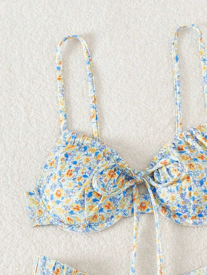 New Sexy Floral Print Push Up Bikini 2024 Women Swimwear Female Swimsuit Two Pieces Thong Bikini Set Bather Bathing Suit Beach