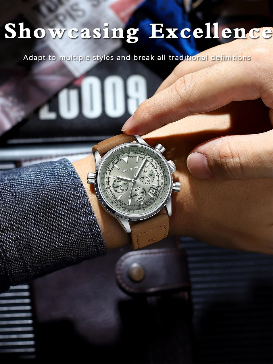 2026 New Top Luxury Man Wristwatch Sport Fashion Leather Quartz Watch For Men Chronograph Date Waterproof Luminous Men's Watches