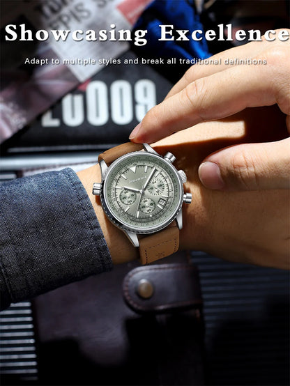 2026 New Top Luxury Man Wristwatch Sport Fashion Leather Quartz Watch For Men Chronograph Date Waterproof Luminous Men's Watches