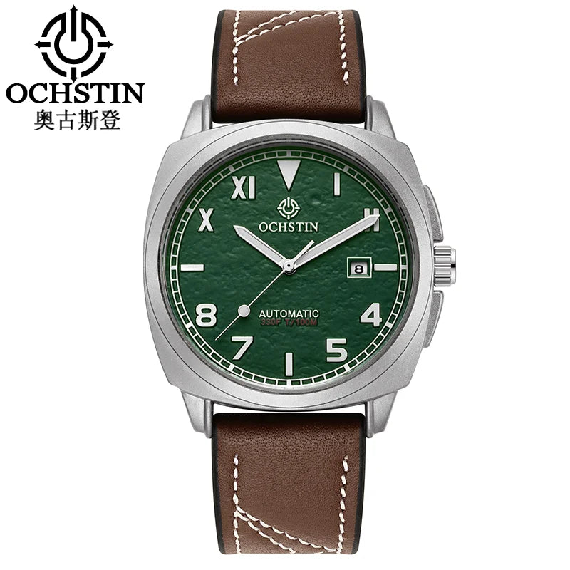 OCHSTIN Men's Automatic Mechanical Movement Watches Man Leather Strap Wristwatch Waterproof Master Series Luminous Hand Watch