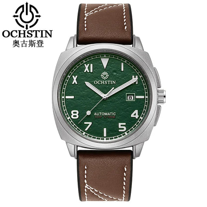 OCHSTIN Men's Automatic Mechanical Movement Watches Man Leather Strap Wristwatch Waterproof Master Series Luminous Hand Watch