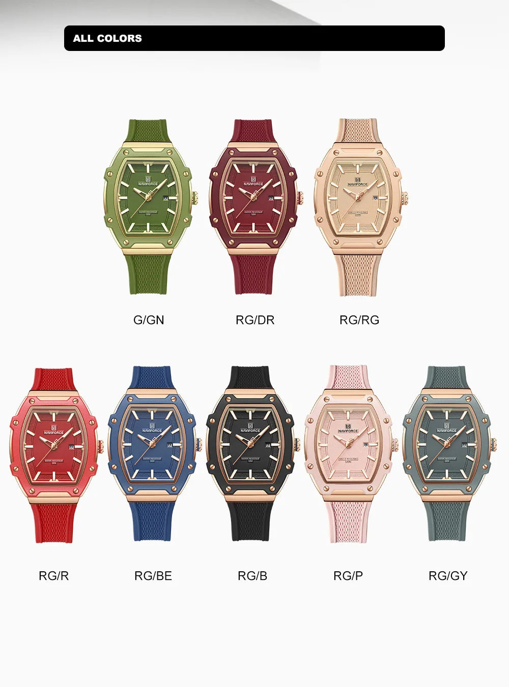 NAVIFORCE Elegant Ladies' Watch Fashion Luminous Pointer 3ATM Waterproof Calendar Display Silicone Strap Women's Quartz Watches