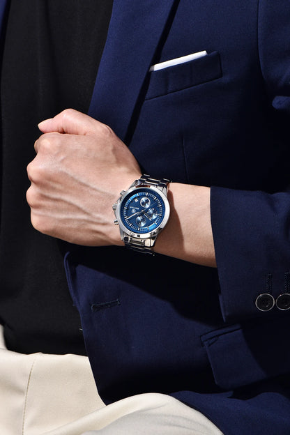 BENYAR Men's Watches Luxury Quartz Wristwatches Chronograph Watch Men Gifts Waterproof Stainless Steel Clock Reloj Hombre 2025