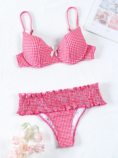 Triangle Bikinis Bow Swimsuit Women Sexy Swimwear Bandage Bikini Set Summer Biquini Female Beachwear Low Waist Thong Swimsuits