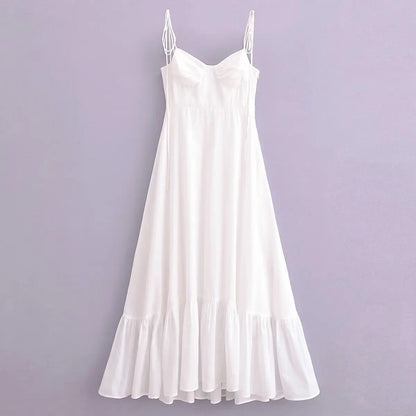 Ashgaily White Dress Women Halter Cotton Long Dress Lace Elegant Party Outfits Ladies Sexy Club Clothes