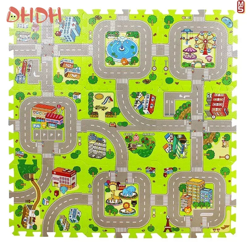 Baby Play Mat 9pcs/lot Kids Carpet Playmat Children Rug Soft Floor Toys Road Traffic Soft Floor Home Decor EVA Kids Foam Puzzles