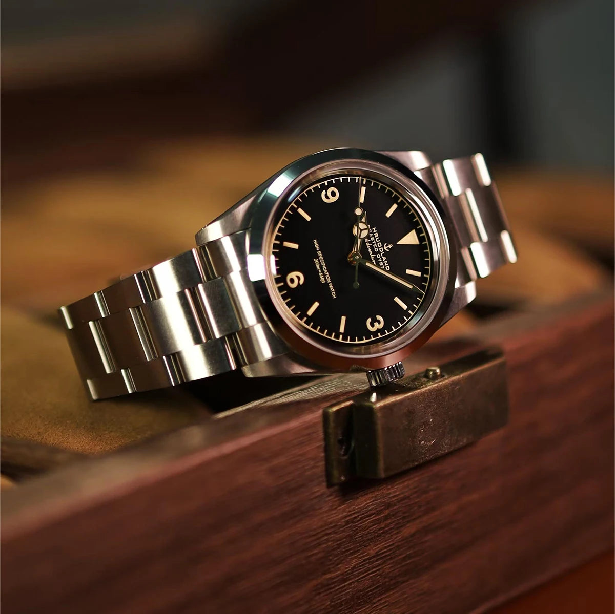 Hruodland 2025 36mm New Classic Automatic Men Dress Watches NH38 Mechanical Stainless Steel Bracelet Black Sport Wristwatch Male