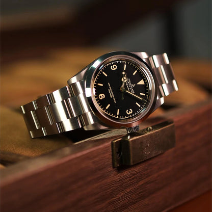 Hruodland 2025 36mm New Classic Automatic Men Dress Watches NH38 Mechanical Stainless Steel Bracelet Black Sport Wristwatch Male