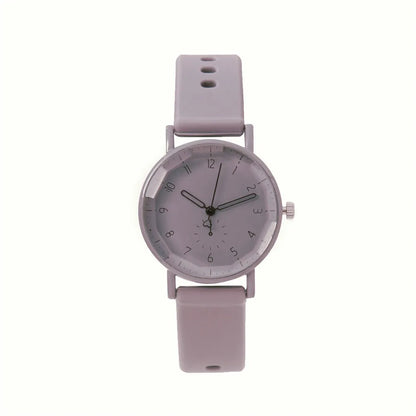 Fashion Women's Pink Minimalist Watch Silicone Strap Quartz Wristwatch Elegant Ladies Watches