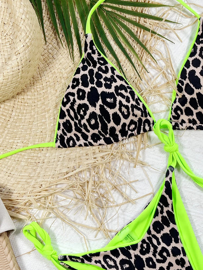 Sexy Leopard Micro Bikini 2025 Women Swimsuit Female Swimwear Thong Bikinis Set Brazilian Halter Beach Wear Lace Up Bathing Suit