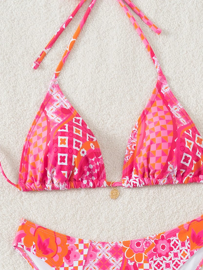 "2026 New Triangle Bikini Set - Floral Print Push Up Swimsuit & Brazilian Bottoms"